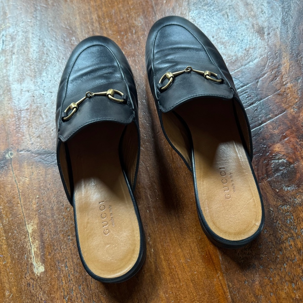 Gucci Black Leather Horsebit Princeton slides slipper - Picture 9 of 9